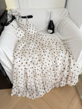 Elegant Polka Dot Tie Neck Tiered Midi Dress