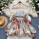 Cute Layers Floral Print Chiffon Dress