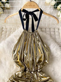 Bold Brilliance Metallic Gold Evening Dress