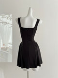 Flared Skirts Short Mini Black Dresses