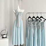 Timeless One Shoulder Summer Light Blue Maxi Dress