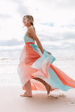 Rainbow Chiffon Maxi Beach Dress