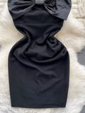 Bold Black Embellished Neckline Mini Dress