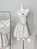 Puff Sleeves Red Vintage Inspired Dress