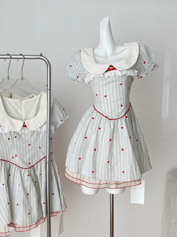 Puff Sleeves Red Vintage Inspired Dress