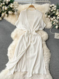 Soft Beige Knit Day Dress