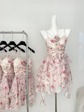 Floral Cascading Ruffles Chiffon Mini Dress