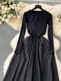 Elegant Black Long Sleeve Timeless Maxi Dress