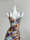 Summer Spaghetti Strap Floral Print Midi Dress