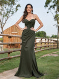 Sequin Trumpet Mermaid Spaghetti Straps Prom Dress With Slit