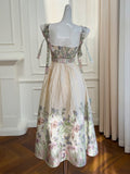 Vintage-Inspired Corset Back Full Skirt Floral Dress