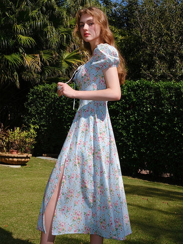 2024 Garden Party Square Neckline Floral Dress – Sassymyprom 2024 Garden Party Square Neckline Floral Dress – Sassymyprom