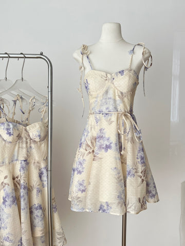Sweetheart Tie Up Straps Floral Dress