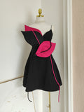 Lip Short Mini Black Sweetheart Homecoming Dress