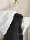 Sheath Column Satin Black & White Homecoming Dress