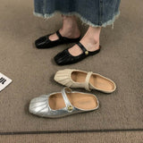Silver Half Flat Sandals Women's Summer Mules Sandals