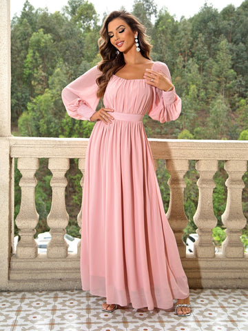Graceful Pink Floor-Length Evening Dress
