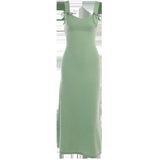 Tie Shoulder Green Straps Causal Dress