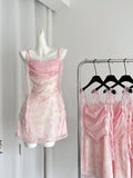 Floral Imprints Elegant Pink Dress