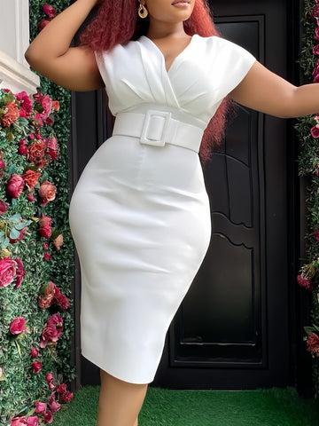 Ivory Sophisticate Pencil Dress with Belt