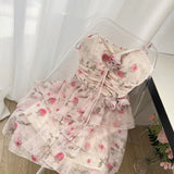 Floral Cascading Ruffles Chiffon Mini Dress