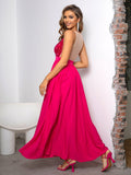 Sweet Pink Chiffon V Neck Sequin Dress