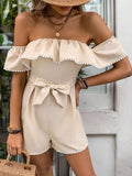 Apricot Off-Shoulder Ruffled Summer Dress