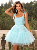 Ethereal Breeze Light Blue Layered Tulle Sundress