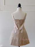 Short Mini Spaghetti Straps Champagne A Line Homecoming Dress