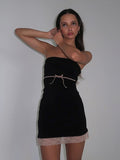 Lace-Infused Black Mini Dress