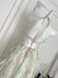 Soft Hued Floral Asymmetric Ruffles Dress