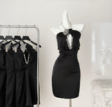 Boasting Gorgeous Rhinestone Short Black Dress