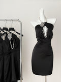 Boasting Gorgeous Rhinestone Short Black Dress
