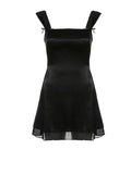 Tie-Shoulder Black Dress with Ruffles