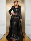 Midnight Majesty Black Sequin Party Dress