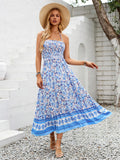 Floral Blue Maxi Chiffon Print  Dress