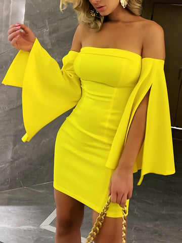 Sunshine Chic Long Sleeves Yellow Mini Dress