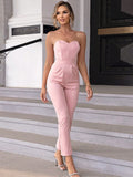 Pink Sophisticate Slim-Fit Evening Jumpsuit