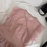 Polka Dot Tulle Crystal  Short Pink Dress
