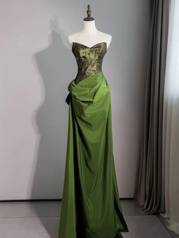 Green Sweetheart Embroidery Sheath Column Prom Dress