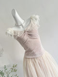 Charming Off Shoulder Pink Tulle Mini Dress