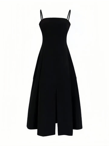 Black Flare Plain Chic Classy One Piece Dress L Black Flare Plain Chic Classy One Piece Dress L