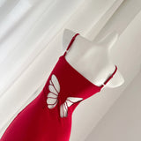 Fitted Silhouette Thin Straps Summer Red Dress