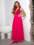 Sweet Pink Chiffon V Neck Sequin Dress