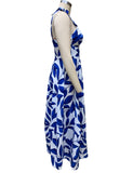 Blue Summer  Straps Printed Long Beach Dress