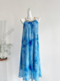 Floral Patterns Blue Halter Neck Embroidered Maxi Dress