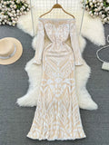 Fantasy Whisper Ivory Sequined Lace Evening Dress