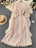 Pastel Perfection Long Seleeve Pleated Dress