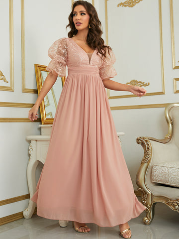 Burgundy Puff Sleeve Chiffon Bridesmaid Dress Sassymyprom Burgundy Puff Sleeve Chiffon Bridesmaid Dress Sassymyprom