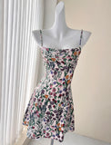 Chiffon Floral Patterns Mini Spring Dress